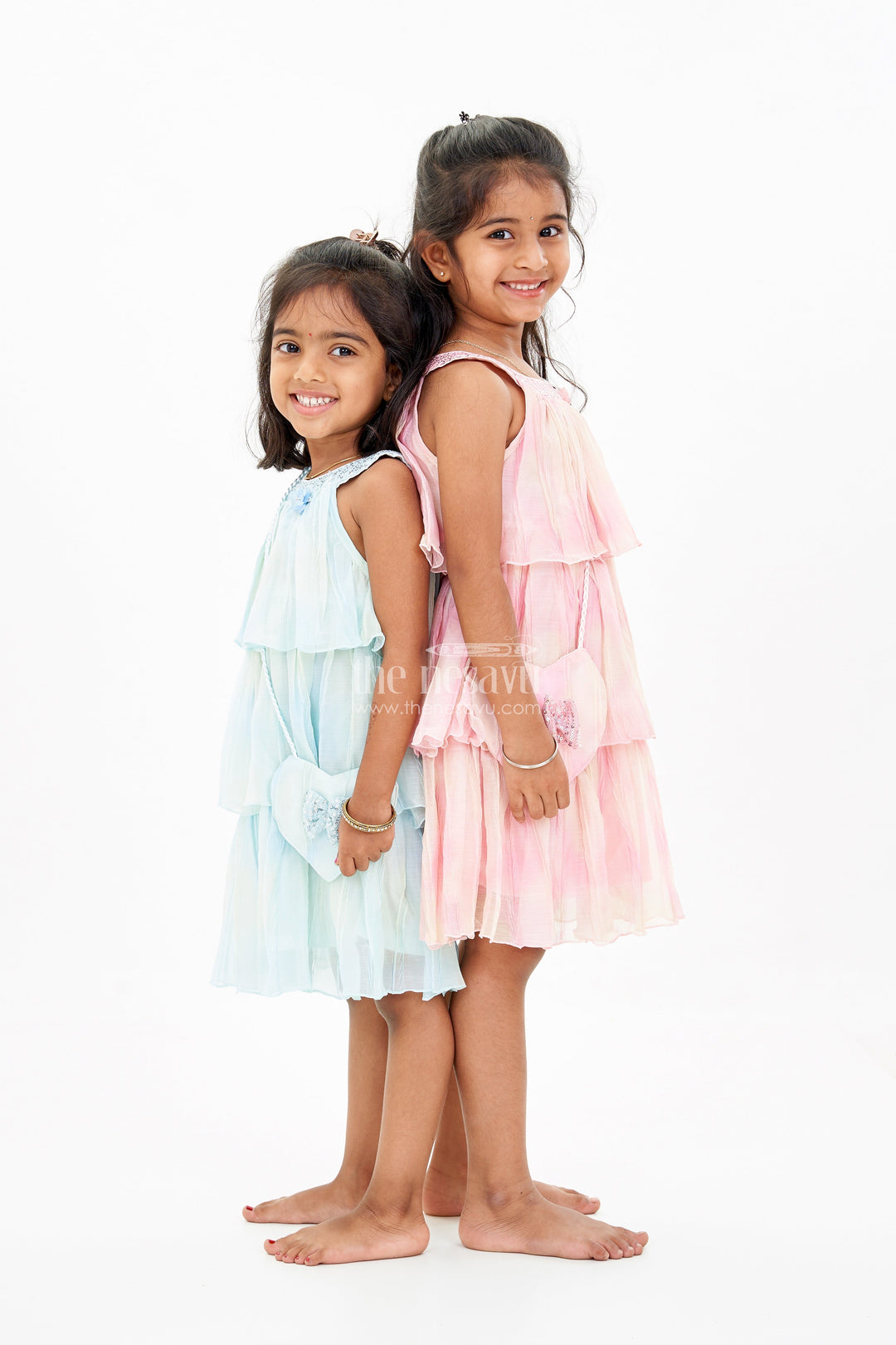 The Nesavu Girls Fancy Frock Graceful Pink Long Frock for Girls with Ruffled Layers and Sequin Embellishments Nesavu Graceful Pink Long Frock Girls Ruffled Layers Sequin Embellishments | The Nesavu