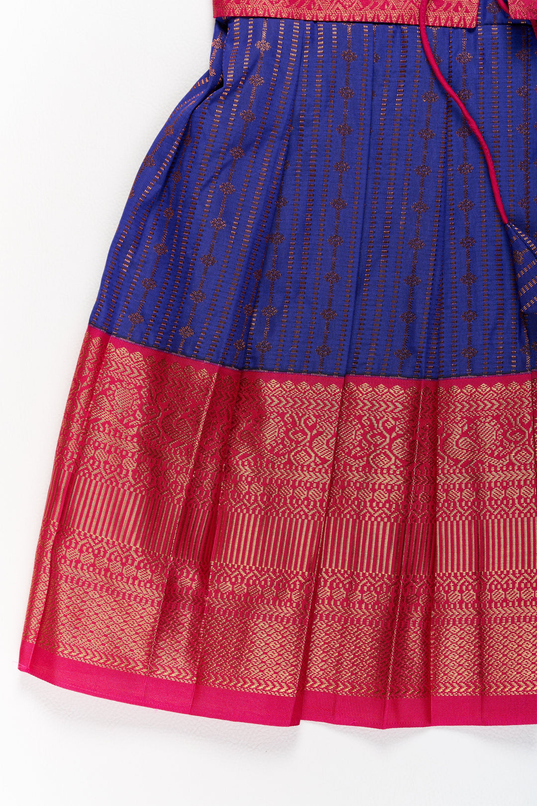 The Nesavu Silk Frock Graceful Purple and Pink Pattu Saree Frock for Girls with Zari Borders and Tie-Up Back Nesavu Graceful Purple Pink Pattu Saree Frock Girls Zari Borders Tie-Up Back | The Nesavu