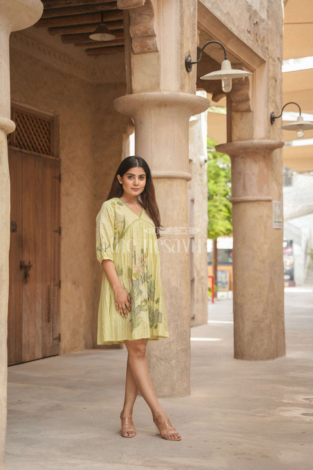 The Nesavu Womens Flared Kurthas Graceful Women’S Chiffon Flared Kurtha with Subtle Floral Embroidery Nesavu Womens Green Chiffon Flared Kurtha Floral Embroidery Festive Occasions | The Nesavu