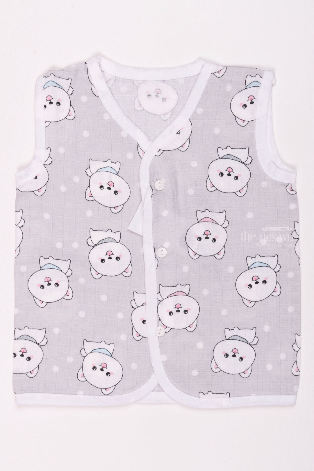 The Nesavu Baby Jhables Gray Cotton Jhabla Cute Animal Theme for Newborns Nesavu 12 (3M) / Gray / Muslin Cotton IF005B-12 Baby Clothing Online |Born Dresses For babys | The Nesavu
