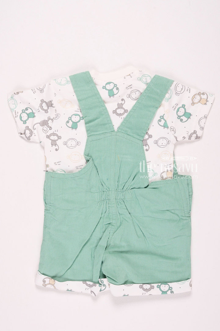 The Nesavu Baby Rompers/Onesies Green Bear-Themed Baby Boy Romper Set Nesavu Green Bear-Themed Baby Boy Romper Set - Cute & Comfortable