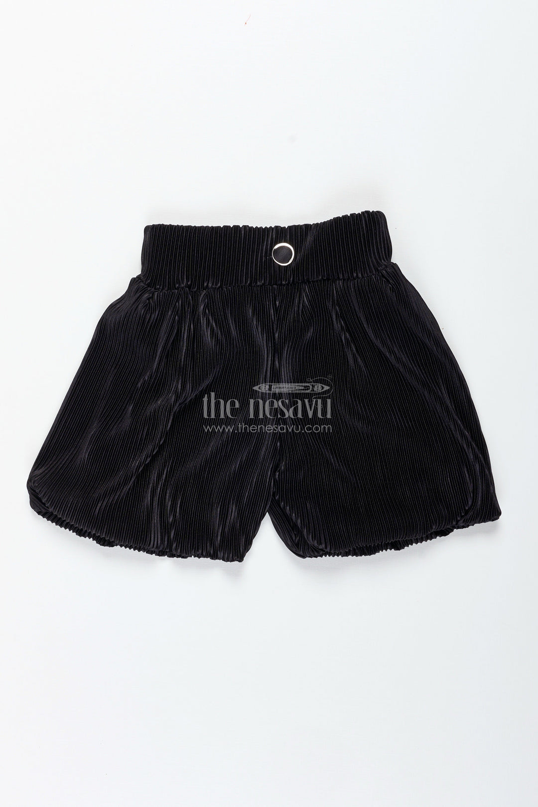 The Nesavu Girls Shorts Grey Velvet Pleated Shorts for Girls Casual Winter Dressing Nesavu 22 (4Y) / Gray LBW045G-22 Nesavu Grey Velvet Pleated Girls Shorts Casual Winter Days Dressy Outfits