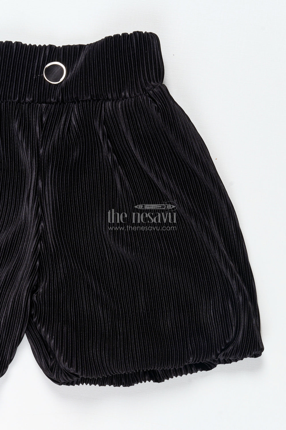 The Nesavu Girls Shorts Grey Velvet Pleated Shorts for Girls Casual Winter Dressing Nesavu Nesavu Grey Velvet Pleated Girls Shorts Casual Winter Days Dressy Outfits