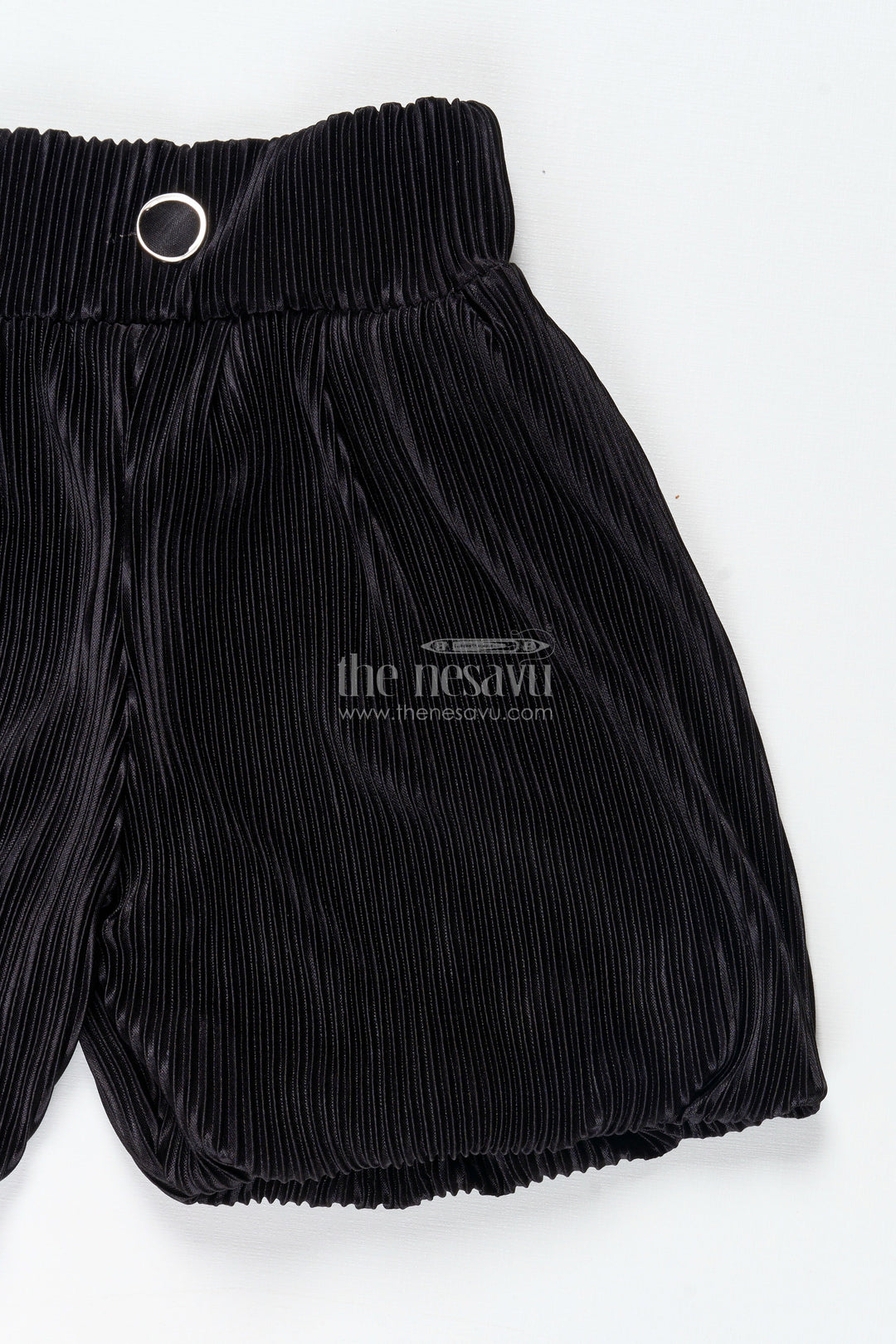 The Nesavu Girls Shorts Grey Velvet Pleated Shorts for Girls Casual Winter Dressing Nesavu Nesavu Grey Velvet Pleated Girls Shorts Casual Winter Days Dressy Outfits