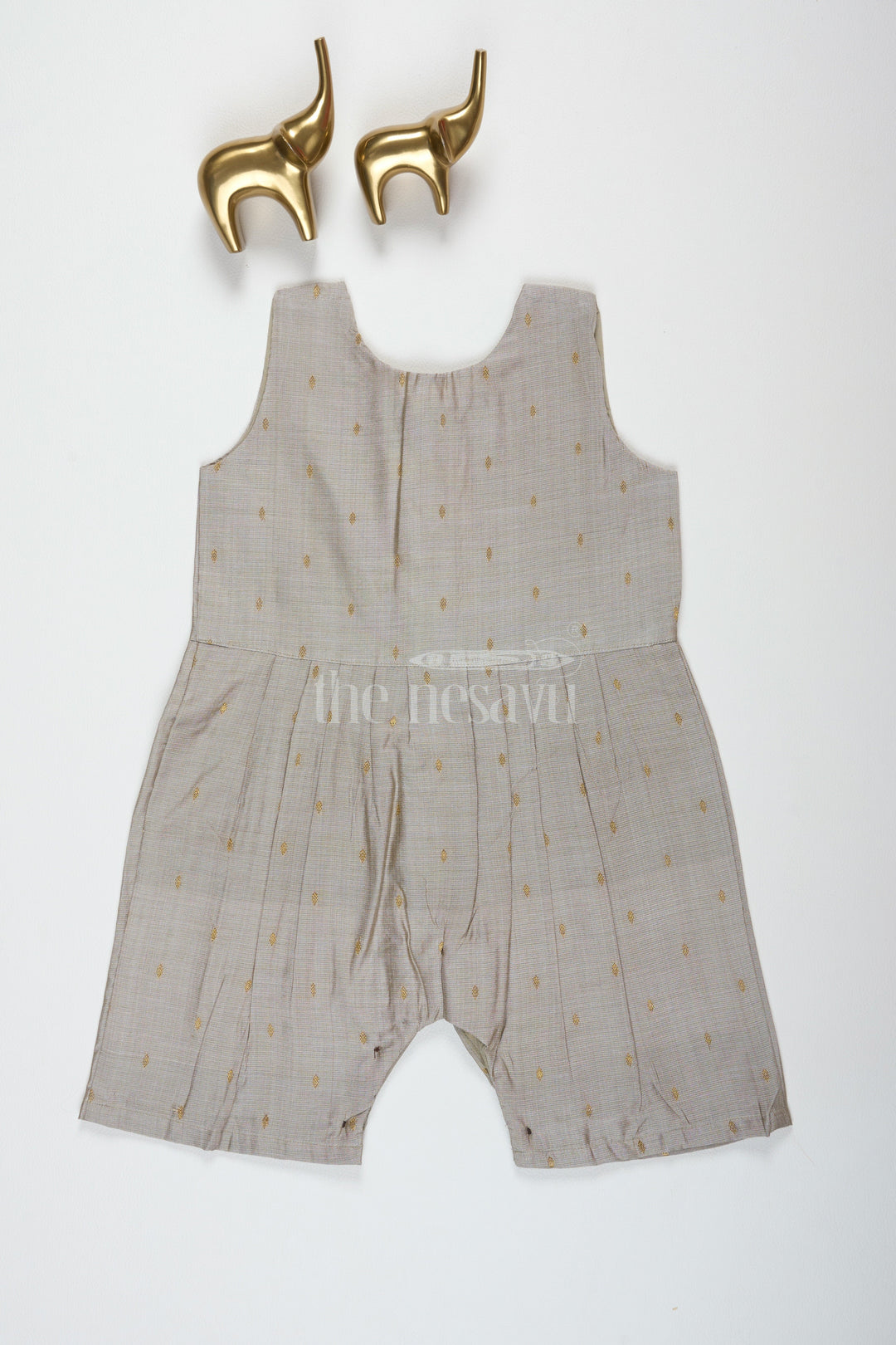 The Nesavu Girls Jumpsuit Grey Viscose Silk Blend Ethnic Baby Jumpsuit with Front Button Fastening Nesavu Grey Viscose Silk Blend Ethnic Baby Jumpsuit with Front Button Fastening Nesavu