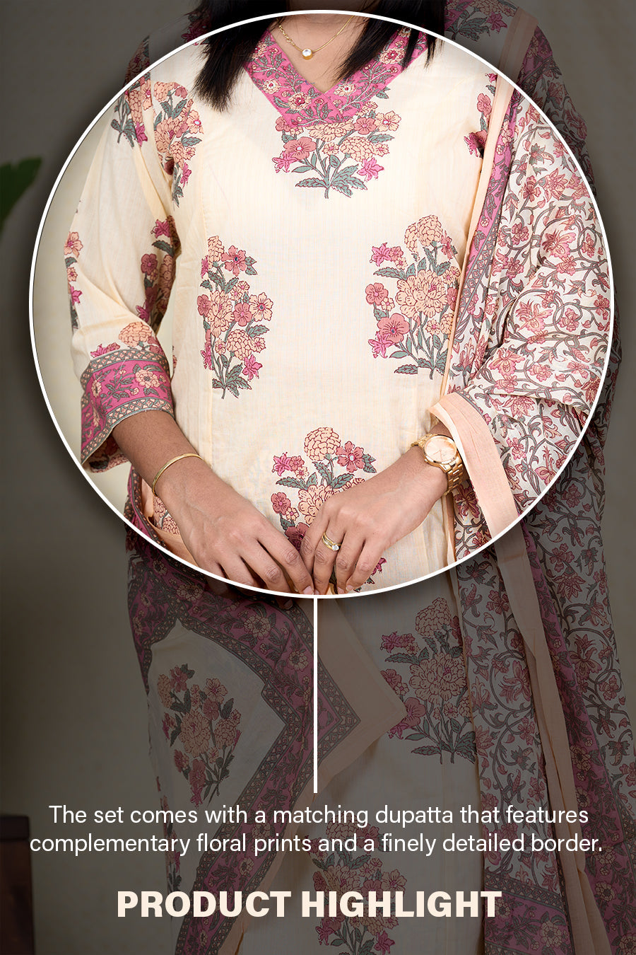 The Nesavu Womens Straight Suit Sets Hand Block Printed Cotton Salwar Suit Set with French Knot Embroidery Nesavu Cotton Salwar Suit Set for Women Floral Block Printed with Embroidered V-Neck | The Nesavu