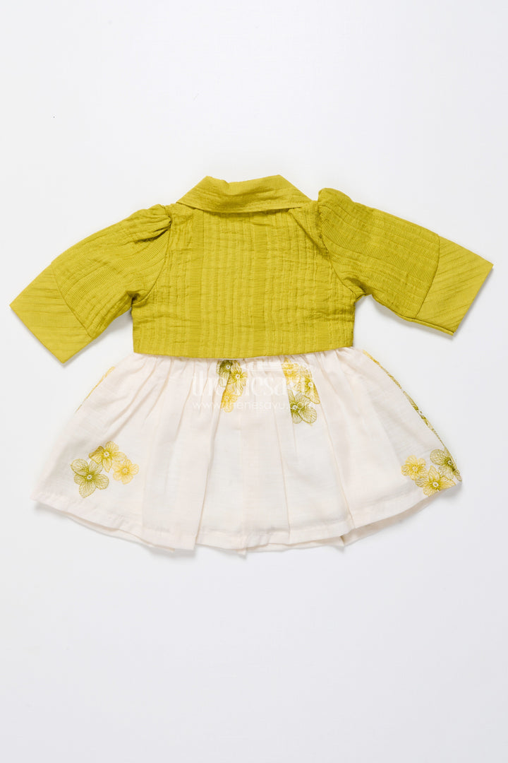 The Nesavu Baby Fancy Frock Hand-Embroidered Cotton Frock for Baby Girls with Soft Pastel Finish Nesavu Nesavu green cotton baby girl frock embroidery  festive traditional outfit