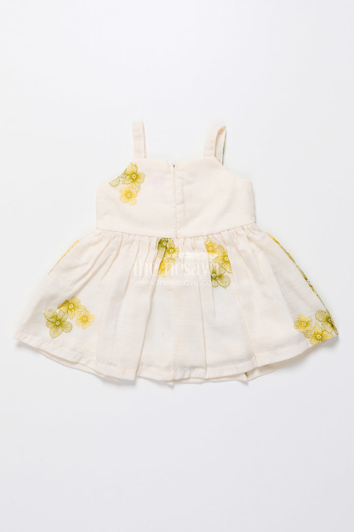 The Nesavu Baby Fancy Frock Hand-Embroidered Cotton Frock for Baby Girls with Soft Pastel Finish Nesavu Nesavu green cotton baby girl frock embroidery  festive traditional outfit