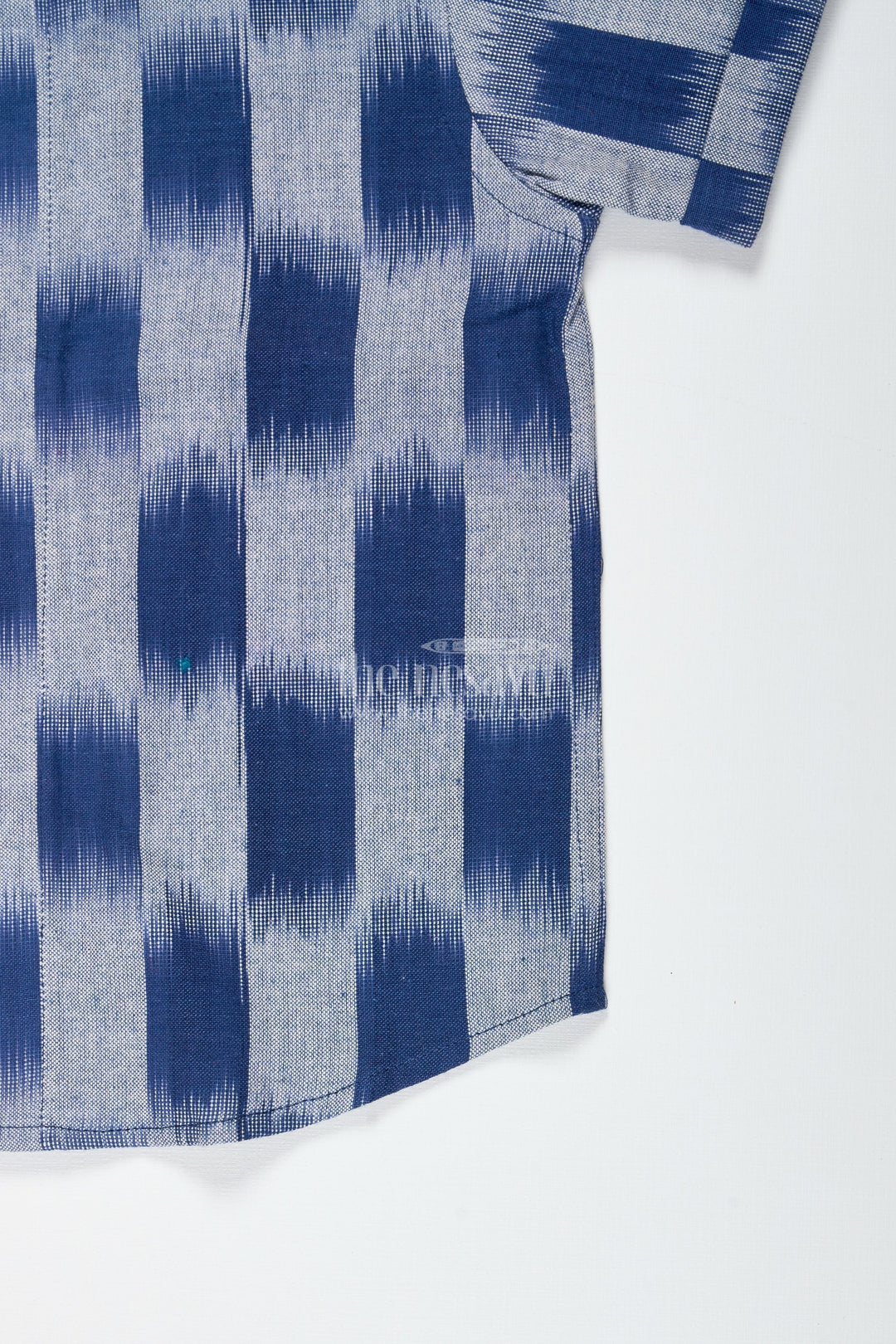 The Nesavu Boys Cotton Shirt Indigo Cotton Ikat Boys Shirt for Casual Festive Days and School Events Nesavu Nesavu Indigo Ikat Boys Shirt Cotton Ethnic Casual Top School Events Cultural Programs