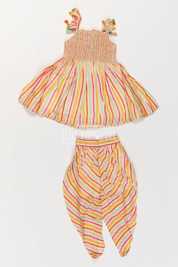 The Nesavu Girls Dothi Sets Indo Western Dhoti Set for Girls in Multicolor with an Occasion Ready Nesavu Nesavu Indo Western Dhoti Set For Girls For Celebrations