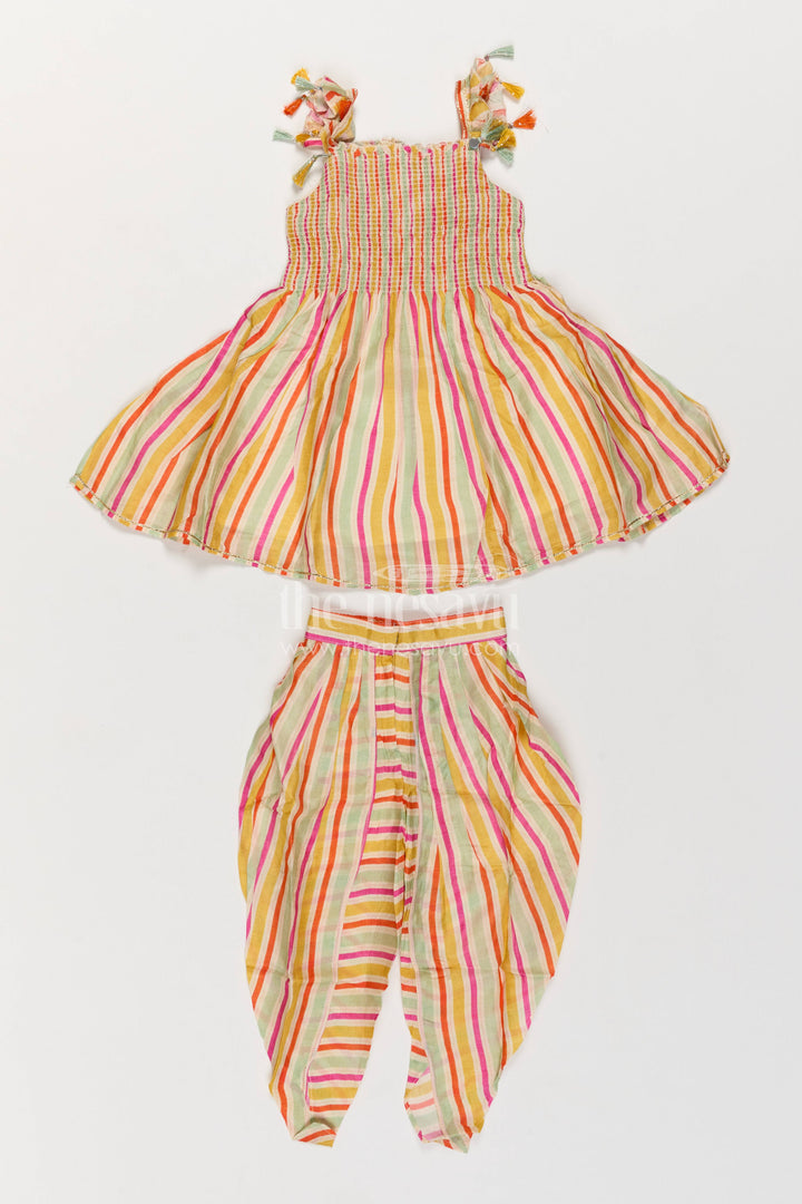 The Nesavu Girls Dothi Sets Indo Western Dhoti Set for Girls in Multicolor with an Occasion Ready Nesavu Nesavu Indo Western Dhoti Set For Girls For Celebrations