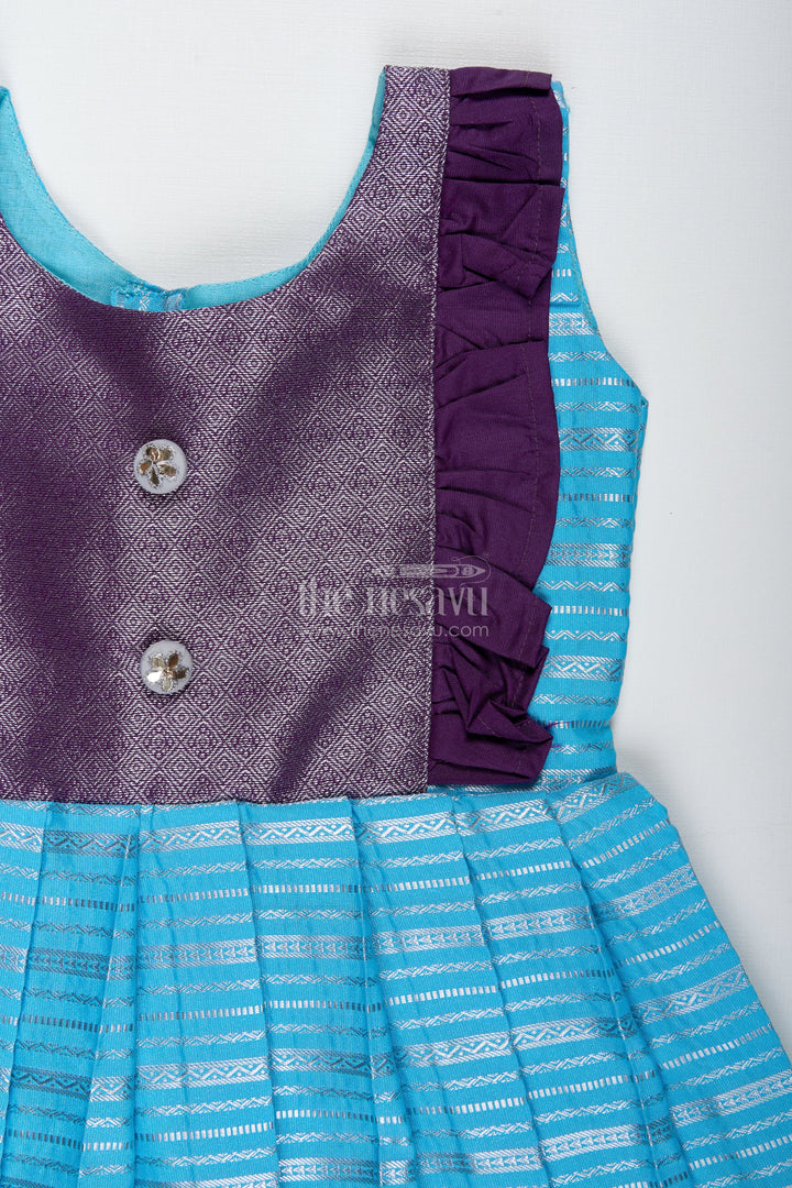 The Nesavu Silk Frock Indo-Western Silk Frock for Baby Girls in Sky Blue Perfect for Weddings and Functions Nesavu Nesavu Indo-Western Silk Frock For Baby Girls Sky Blue Ethnic Dress For Weddings