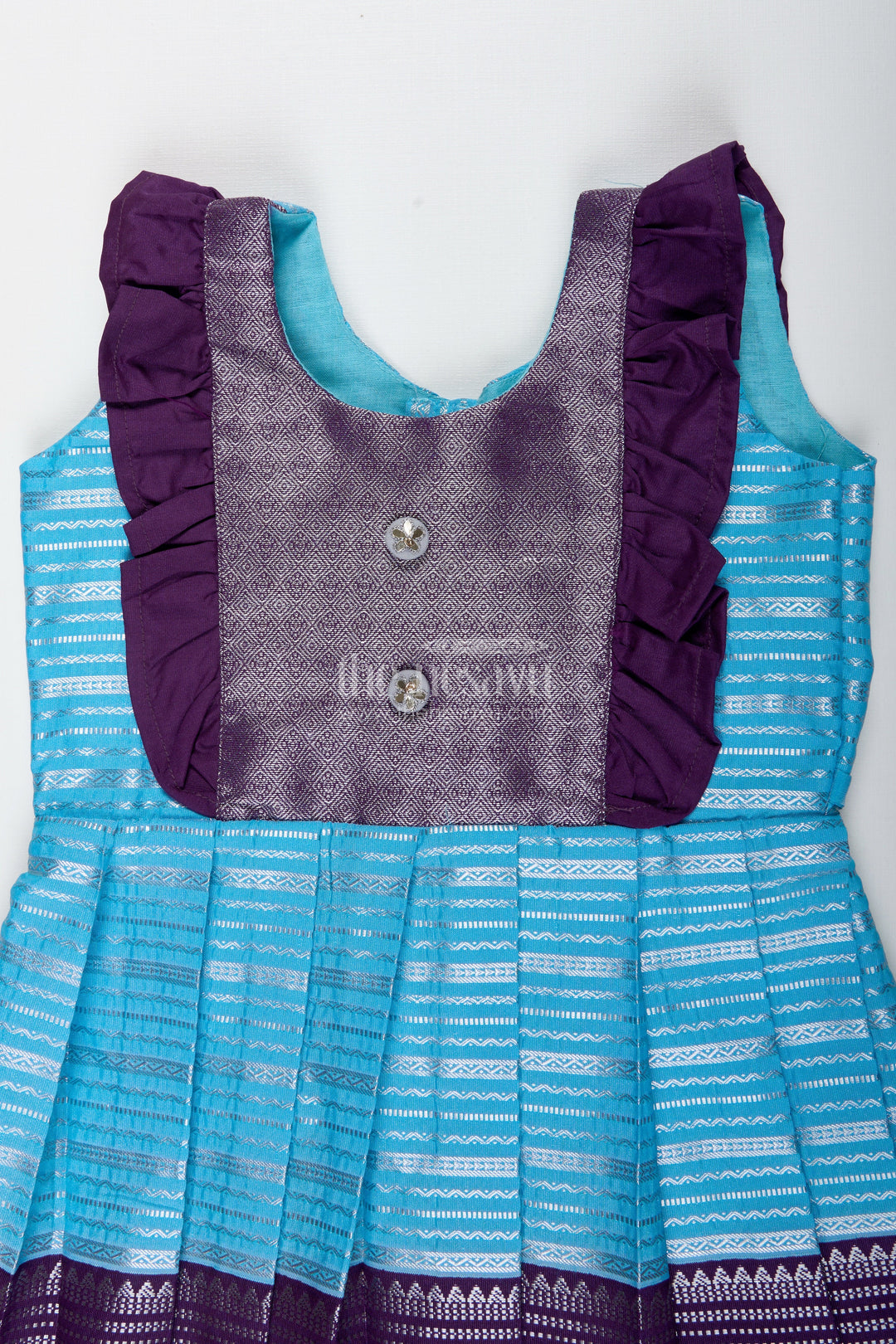 The Nesavu Silk Frock Indo-Western Silk Frock for Baby Girls in Sky Blue Perfect for Weddings and Functions Nesavu Nesavu Indo-Western Silk Frock For Baby Girls Sky Blue Ethnic Dress For Weddings