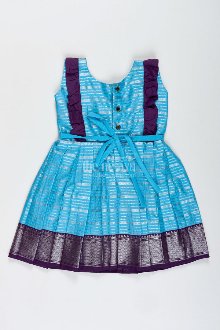 The Nesavu Silk Frock Indo-Western Silk Frock for Baby Girls in Sky Blue Perfect for Weddings and Functions Nesavu Nesavu Indo-Western Silk Frock For Baby Girls Sky Blue Ethnic Dress For Weddings