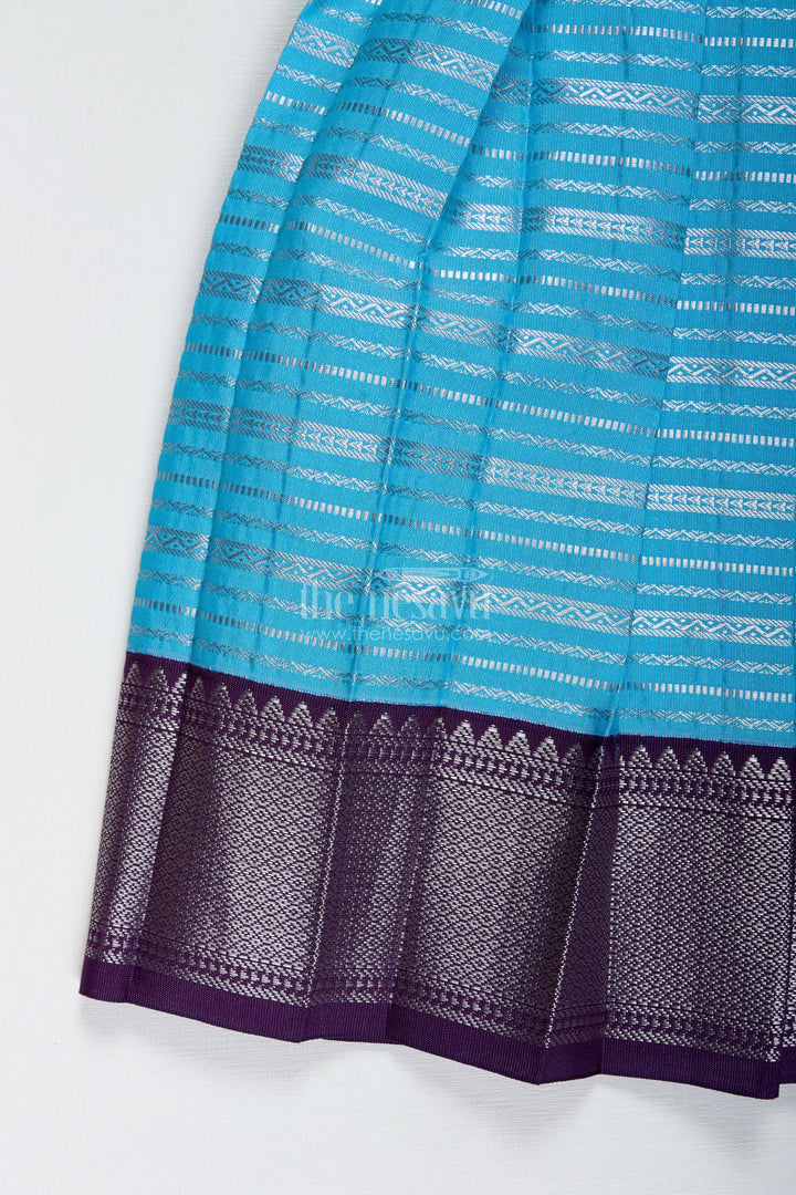 The Nesavu Silk Frock Indo-Western Silk Frock for Baby Girls in Sky Blue Perfect for Weddings and Functions Nesavu Nesavu Indo-Western Silk Frock For Baby Girls Sky Blue Ethnic Dress For Weddings