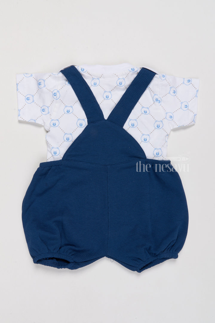 The Nesavu Baby Casual Sets Infant Beach Clothes with Bunny Applique and Playful Blue Suspender Shorts Nesavu Infant Beach Clothes Bunny Applique Blue Suspender Shorts | The Nesavu
