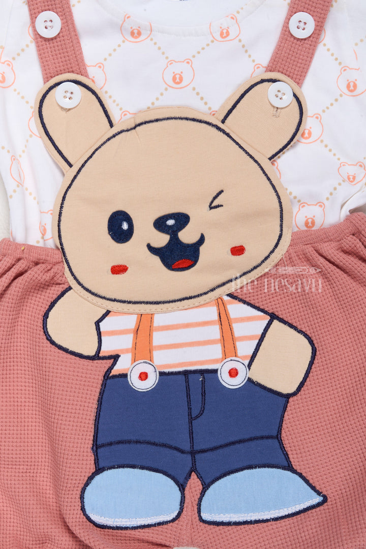 The Nesavu Baby Casual Sets Infant Birthday Dress with Bunny Applique and Pink Suspender Bloomers Nesavu Infant Birthday Dress Bunny Applique Pink Suspender Bloomers | The Nesavu