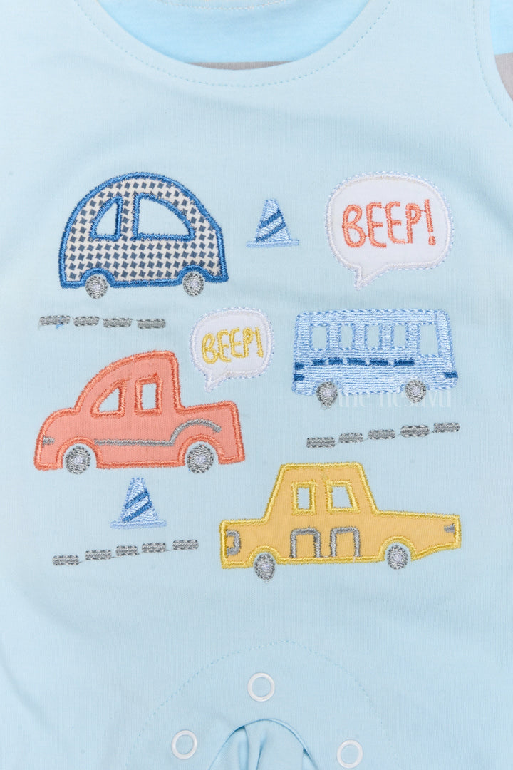 The Nesavu Baby Casual Sets Infant Holiday Dresses Cotton Blue Car Print Romper with Striped T-Shirt Nesavu Infant Holiday Dresses Cotton Blue Car Print Romper Striped T-Shirt | The Nesavu