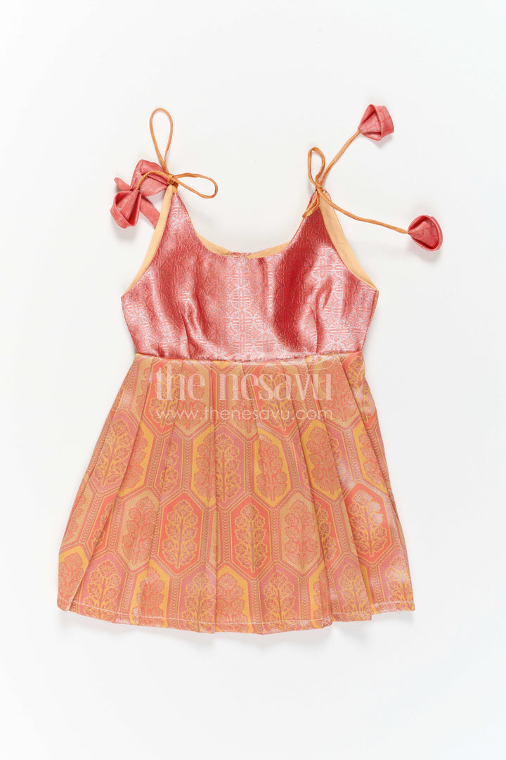 The Nesavu Girls Kanchi Silk Frock Infant Kanchi Silk Frock for Baby Shower Function Nesavu 10 (NB) / Pink / Style 5 KSF074AE-10 Nesavu Infant Kanchi Silk Frock For Baby Shower Function With Big Border Festive Design