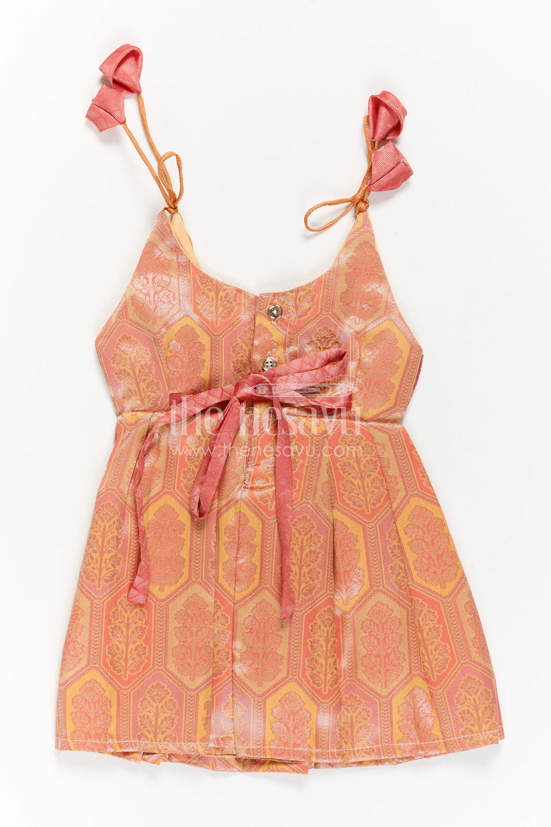 The Nesavu Girls Kanchi Silk Frock Infant Kanchi Silk Frock for Baby Shower Function Nesavu Nesavu Infant Kanchi Silk Frock For Baby Shower Function With Big Border Festive Design