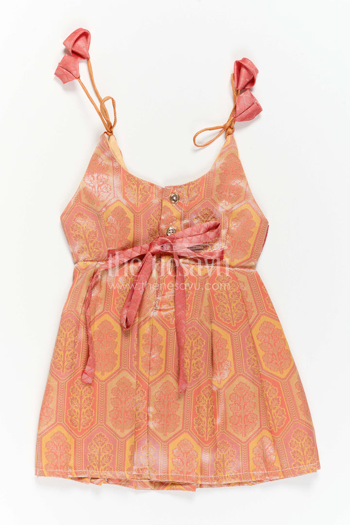The Nesavu Girls Kanchi Silk Frock Infant Kanchi Silk Frock for Baby Shower Function Nesavu Nesavu Infant Kanchi Silk Frock For Baby Shower Function With Big Border Festive Design