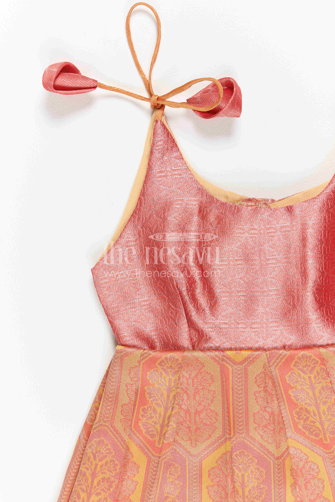 The Nesavu Girls Kanchi Silk Frock Infant Kanchi Silk Frock for Baby Shower Function Nesavu Nesavu Infant Kanchi Silk Frock For Baby Shower Function With Big Border Festive Design