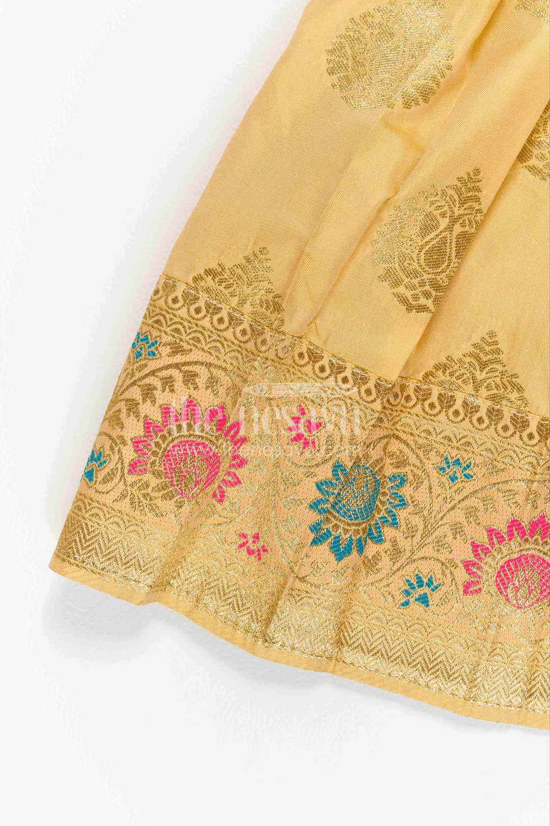 The Nesavu Girls Kanchi Silk Frock Infant Kanchi Silk Frock for Naming Ceremony and Pooja Nesavu Nesavu Infant Kanchi Silk Frock For Naming Ceremony And Pooja With Small Border Design
