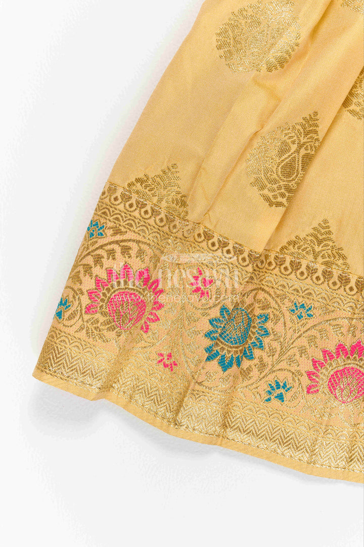 The Nesavu Girls Kanchi Silk Frock Infant Kanchi Silk Frock for Naming Ceremony and Pooja Nesavu Nesavu Infant Kanchi Silk Frock For Naming Ceremony And Pooja With Small Border Design