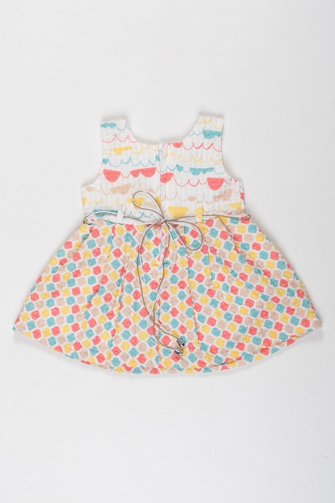 The Nesavu Baby Fancy Frock Infant Party Perfection: Colorful Geometric Sleeveless Frock for Baby Girls Nesavu Charming Sleeveless Geometric Frock for Infants | Perfect for Summer | The Nesavu