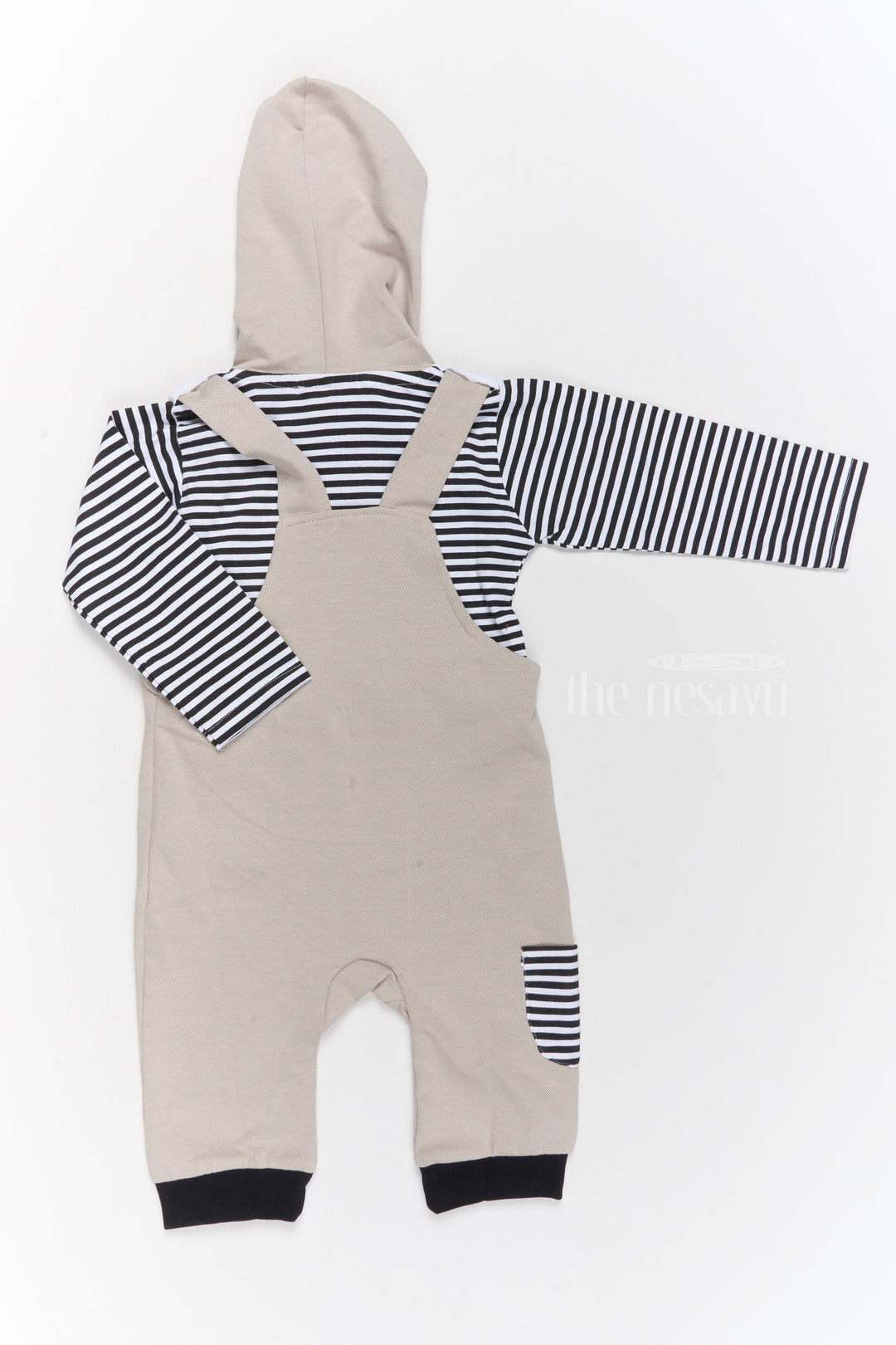 The Nesavu Baby Casual Sets Infant Photoshoot Dress Cotton Panda Romper with Striped Shirt and Hood Nesavu Infant Photoshoot Dress Cotton Panda Hooded Romper Striped Shirt | The Nesavu