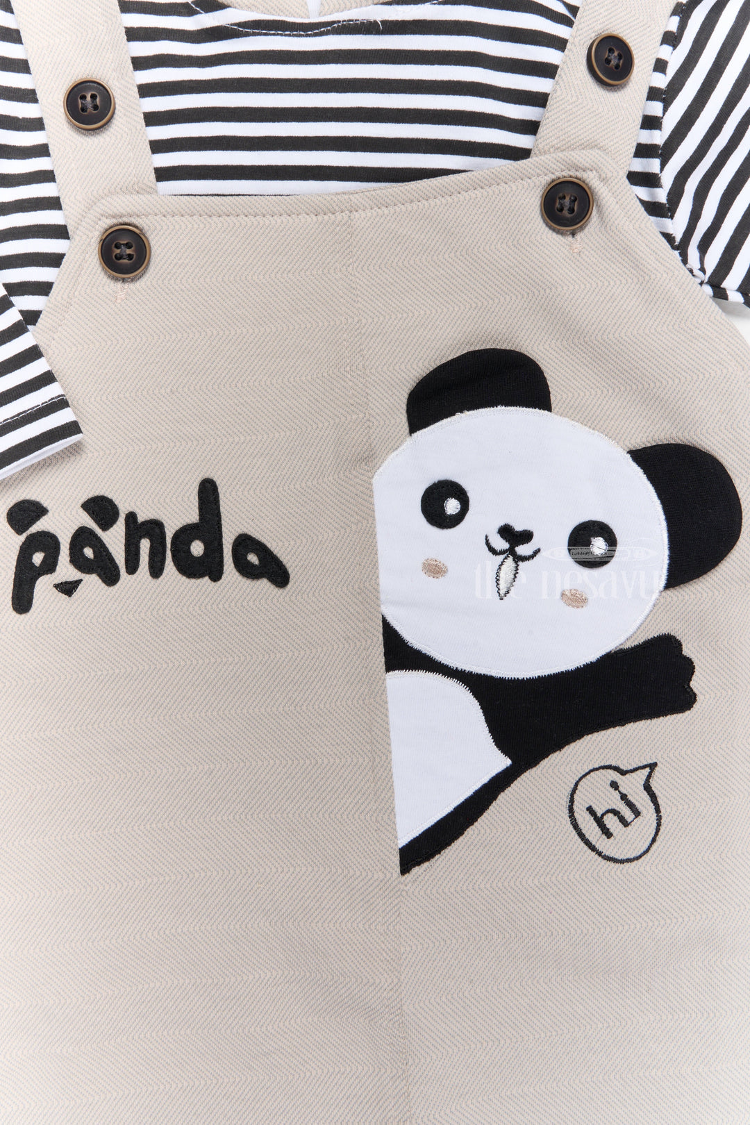 The Nesavu Baby Casual Sets Infant Photoshoot Dress Cotton Panda Romper with Striped Shirt and Hood Nesavu Infant Photoshoot Dress Cotton Panda Hooded Romper Striped Shirt | The Nesavu