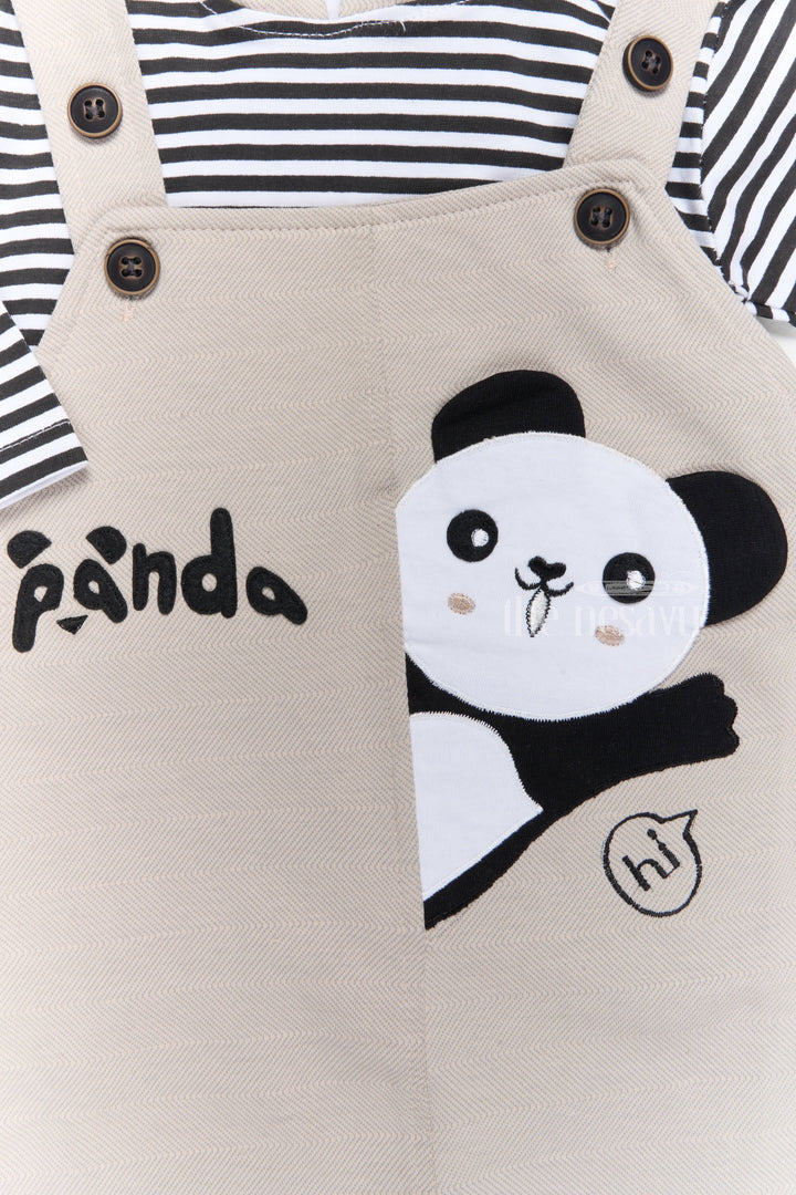 The Nesavu Baby Casual Sets Infant Photoshoot Dress Cotton Panda Romper with Striped Shirt and Hood Nesavu Infant Photoshoot Dress Cotton Panda Hooded Romper Striped Shirt | The Nesavu