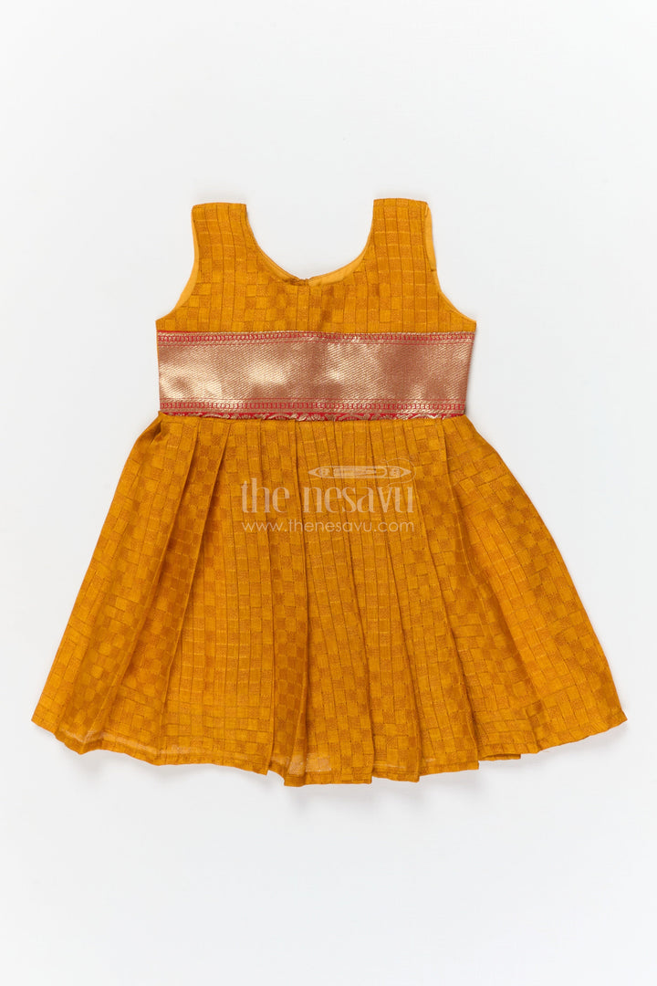 The Nesavu Silk Frock Infant Silk Frock for Cultural Milestones and Naming Ceremonies Nesavu 12 (3M) / Yellow / Cotton Silk SF1128B-12 Nesavu infant silk frock with zari border – perfect for naming ceremonies and cultural milestones