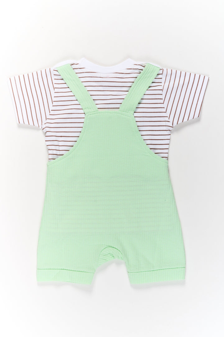 The Nesavu Baby Casual Sets Infant Summer Outfits Cotton Green Dog Romper with Striped T-Shirt Nesavu Infant Summer Outfits Cotton Green Dog Romper Striped T-Shirt | The Nesavu