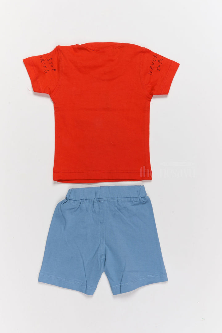 The Nesavu Baby Casual Sets Infant Western Wear Cotton Red T-Shirt with Fun Print and Blue Shorts Nesavu Infant Western Wear Cotton Red T-Shirt Blue Shorts Set | The Nesavu