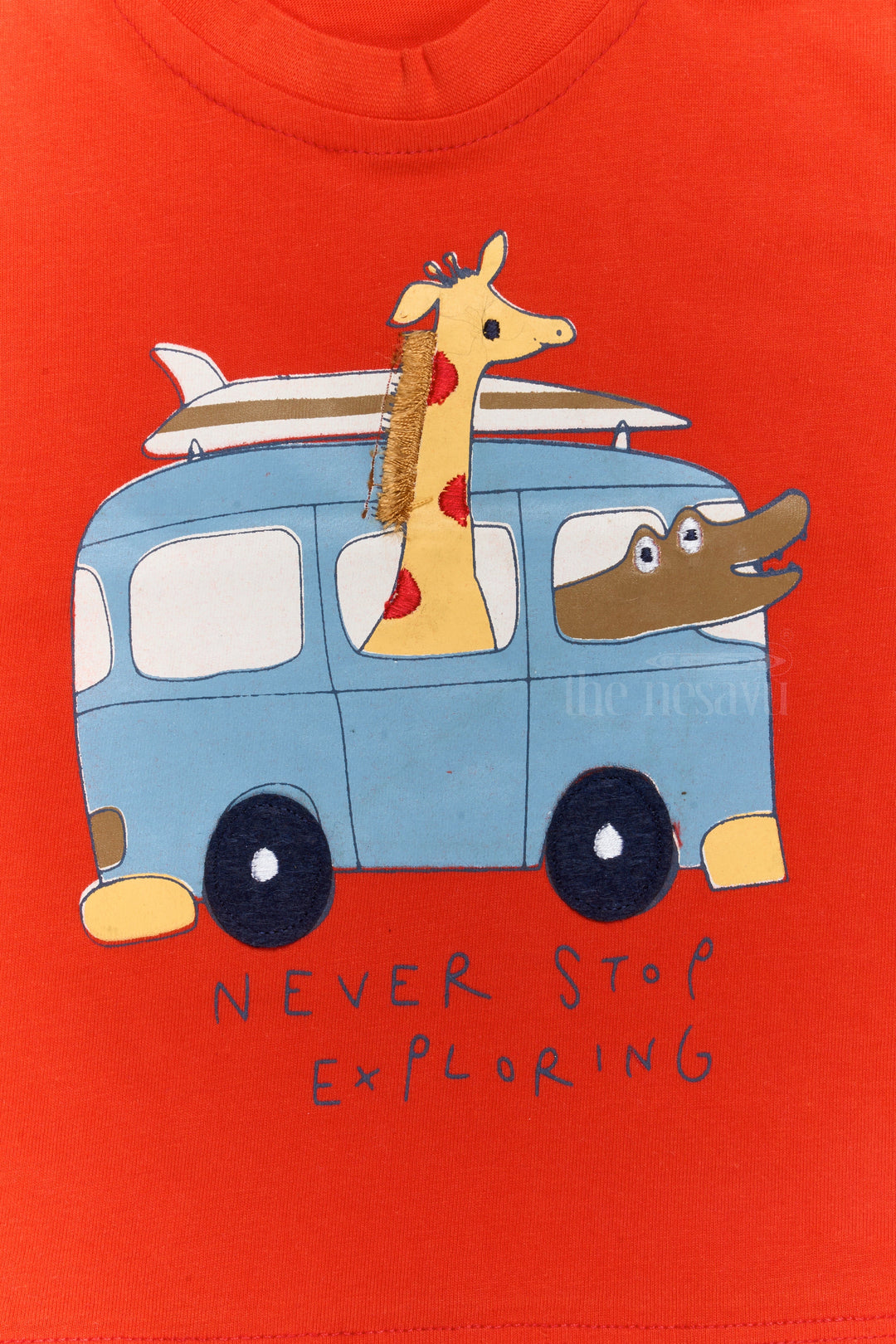 The Nesavu Baby Casual Sets Infant Western Wear Cotton Red T-Shirt with Fun Print and Blue Shorts Nesavu Infant Western Wear Cotton Red T-Shirt Blue Shorts Set | The Nesavu