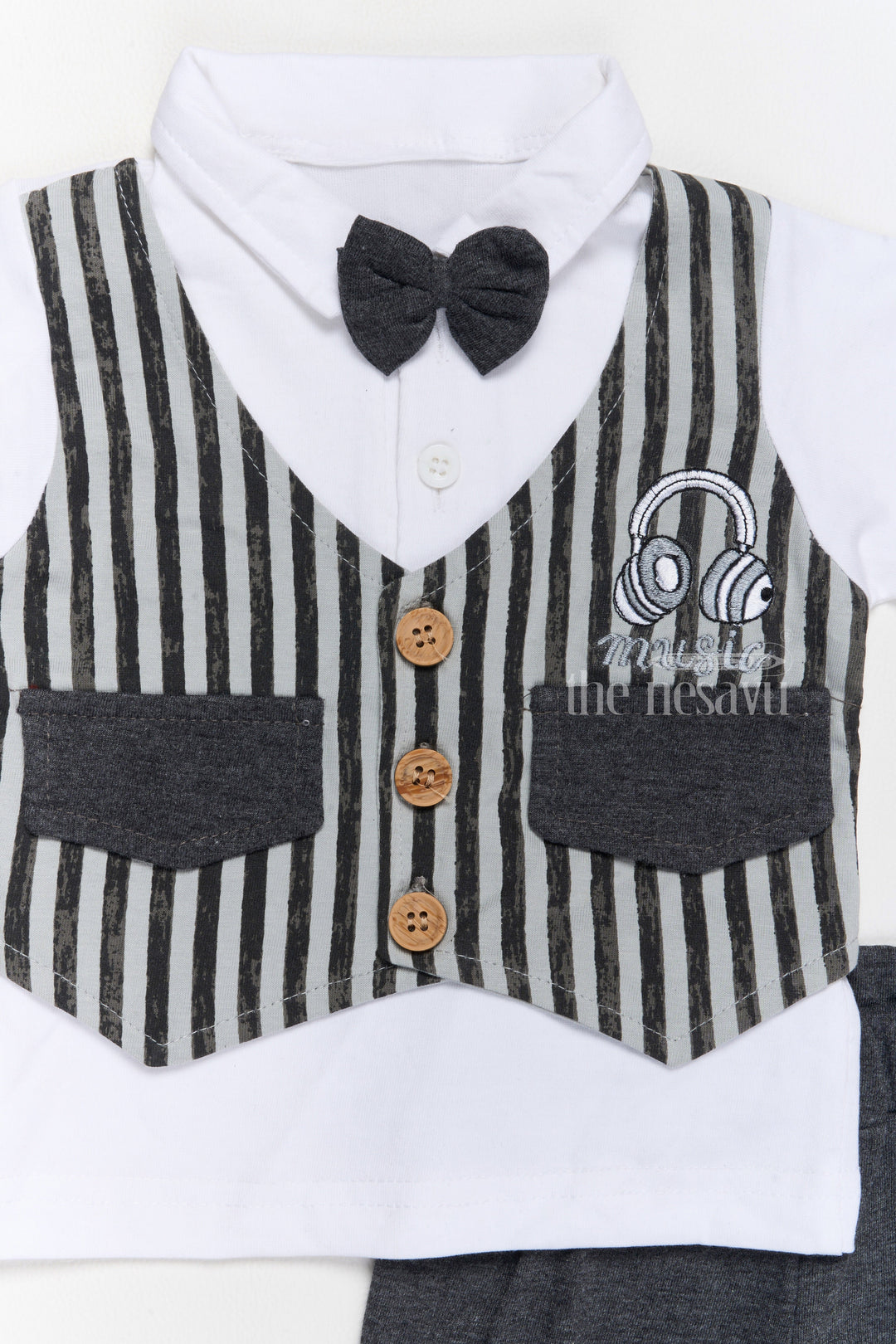 The Nesavu Baby Casual Sets Infant Winter Outfits Cotton Two-Piece Set with Striped Vest and Black Pants Nesavu Infant Winter Outfits Cotton Two-Piece Set Striped Vest Black Pants | The Nesavu