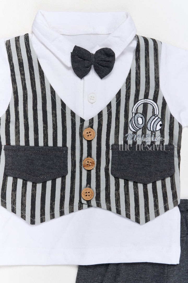 The Nesavu Baby Casual Sets Infant Winter Outfits Cotton Two-Piece Set with Striped Vest and Black Pants Nesavu Infant Winter Outfits Cotton Two-Piece Set Striped Vest Black Pants | The Nesavu