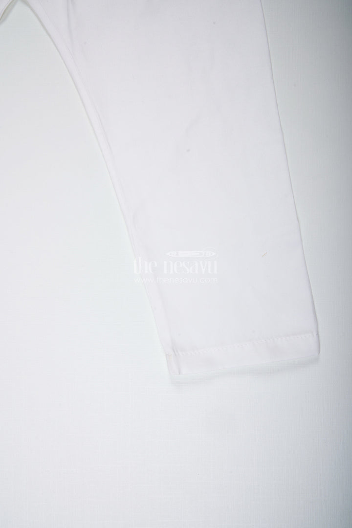 The Nesavu Boys Kurtha Set Ivory Chanderi Kurta Set for Boys with Mirror Work for Special Occasions Nesavu Nesavu Boys Ivory Chanderi Kurta Set Mirror Work Ethnic Festive Wear Toddlers