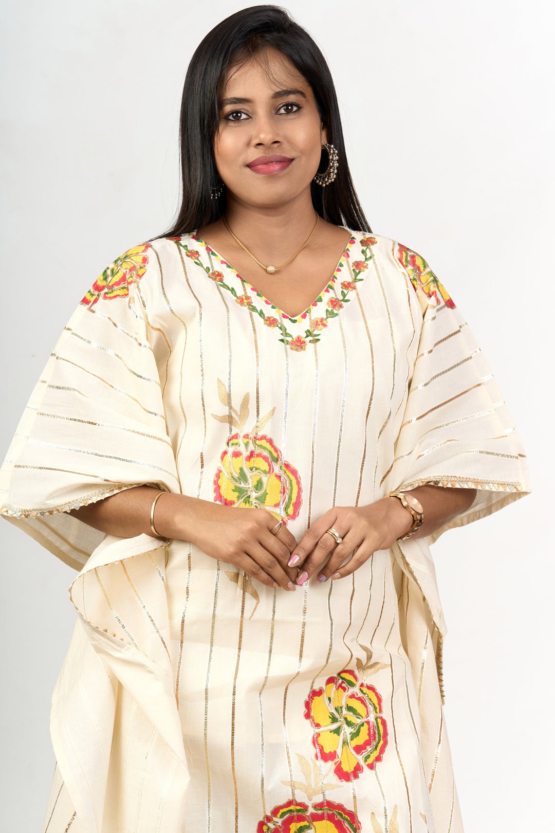 The Nesavu Womens Co-Ord Sets Ivory Co-Ord Dress Set for Women with Unique Embroidery and Timeless Appeal Nesavu Ivory Co-Ord Dress Set Women Cotton Floral Embroidery - | The Nesavu