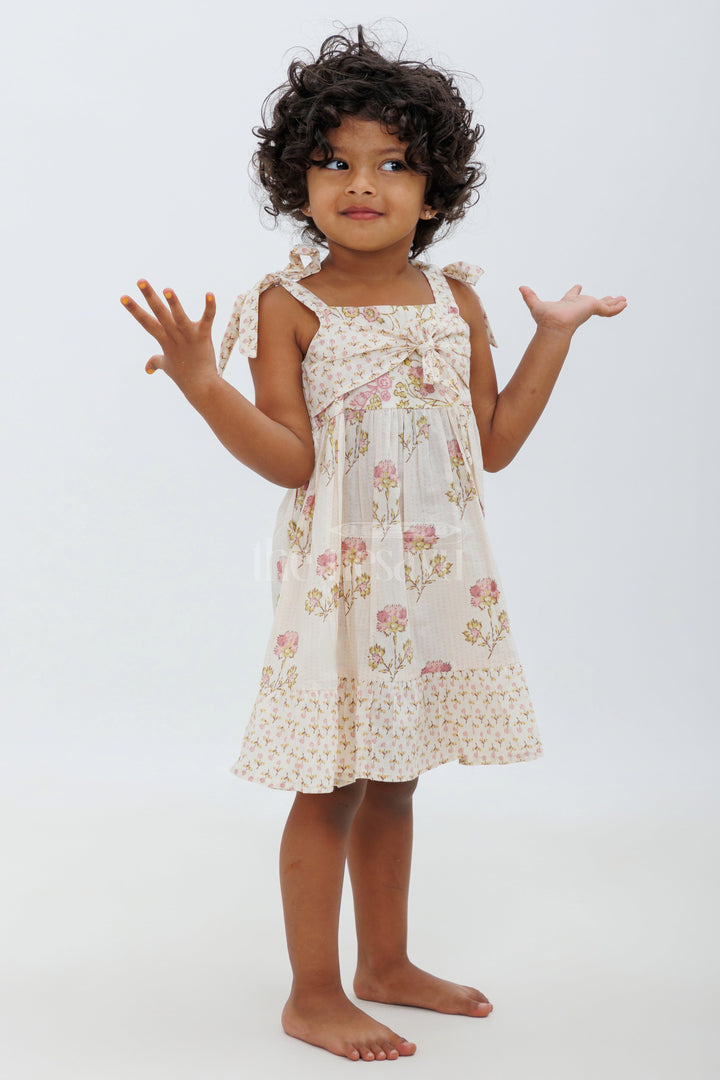 The Nesavu Girls Cotton Frock Jaipur Cotton Print Sleeveless Summer Frock Nesavu 10 (NB) / White GFC1359A-10 Sleeveless Summer Frock in Jaipur Cotton Print for Girls