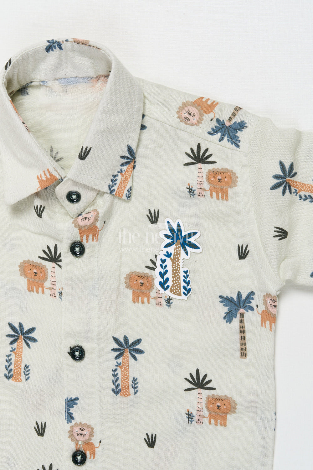 The Nesavu Boys Casual Set Jungle Theme Casual Outfit for Toddler Boys with Printed Shirt and Elastic Pants Nesavu Nesavu jungle theme toddler boys cotton casual outfit digital print shirt elastic pants