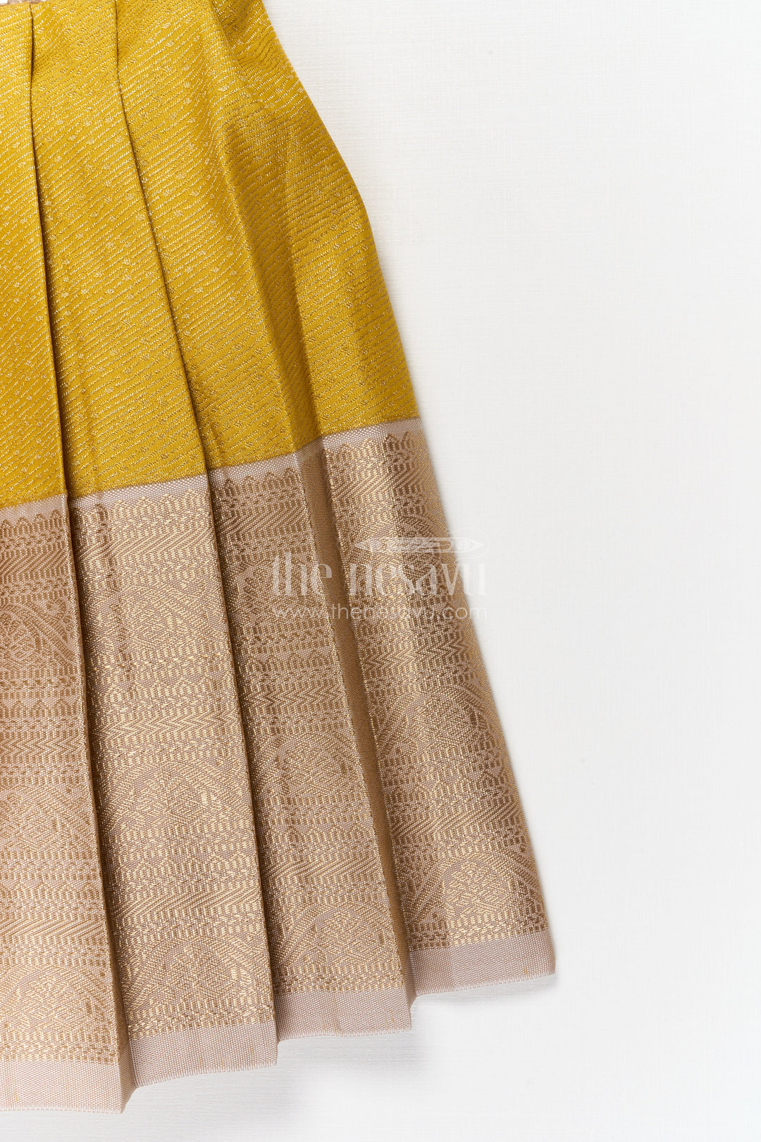 The Nesavu Girls Kanchi Silk Frock Kanchi Silk Frock for Toddler Girls for Traditional Birthday Celebrations Nesavu Nesavu Kanchi silk frock for toddler girls with zari pleats and stylish collar for festive events