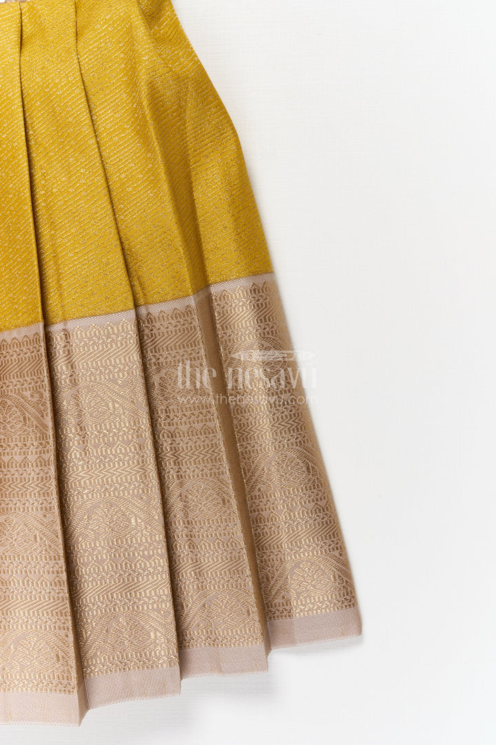 The Nesavu Girls Kanchi Silk Frock Kanchi Silk Frock for Toddler Girls for Traditional Birthday Celebrations Nesavu Nesavu Kanchi silk frock for toddler girls with zari pleats and stylish collar for festive events