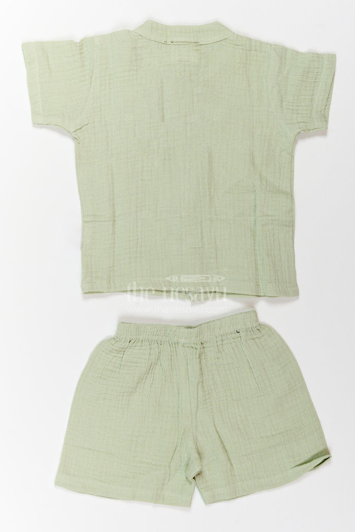 The Nesavu Night Dress Kids Breathable Pajama Set for Summer Sleep and Relaxed Mornings Nesavu Nesavu Kids Breathable Muslin Pajama Set For Summer Sleep Relaxed Mornings With Floral Embroidered Top