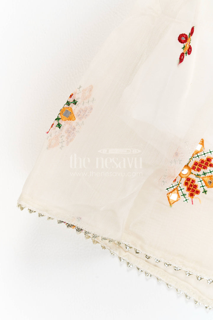 The Nesavu Girls Lehenga Choli Kids Chaniya Choli in Orange for Milestone Days Nesavu Nesavu Kids Chaniya Choli In Orange For Family Functions
