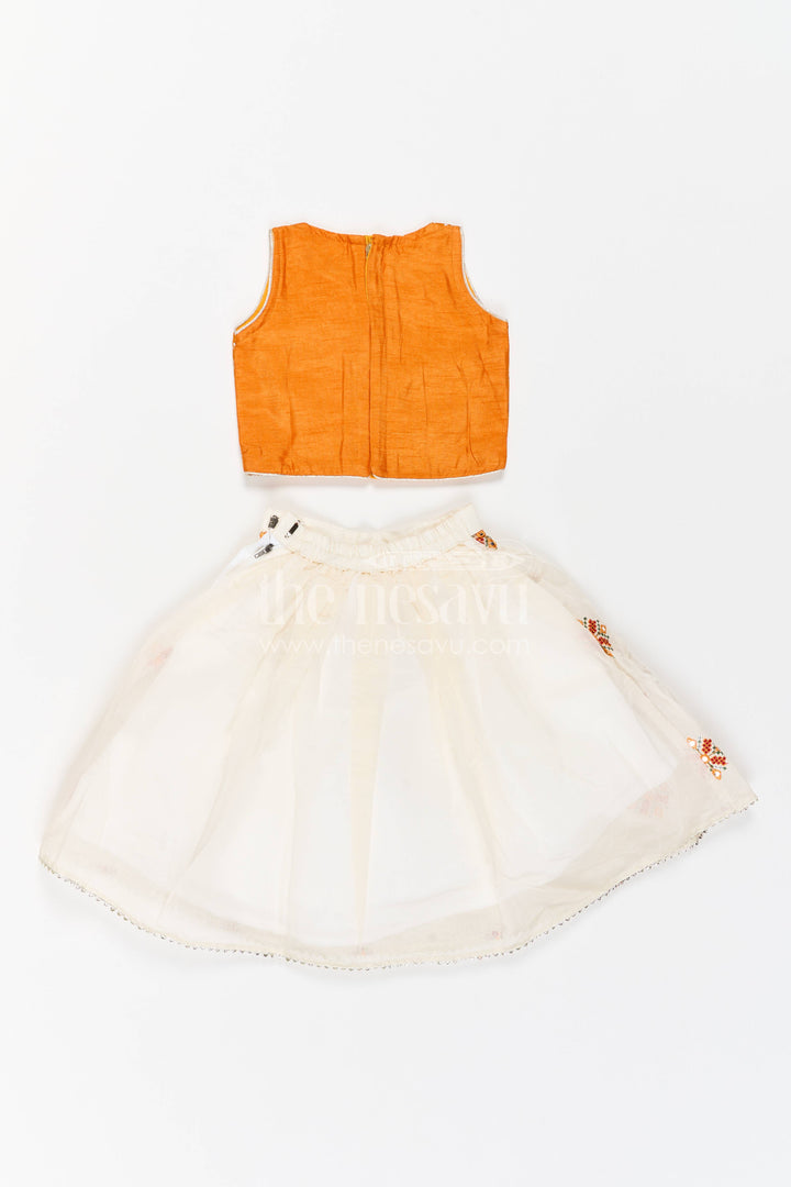 The Nesavu Girls Lehenga Choli Kids Chaniya Choli in Orange for Milestone Days Nesavu Nesavu Kids Chaniya Choli In Orange For Family Functions