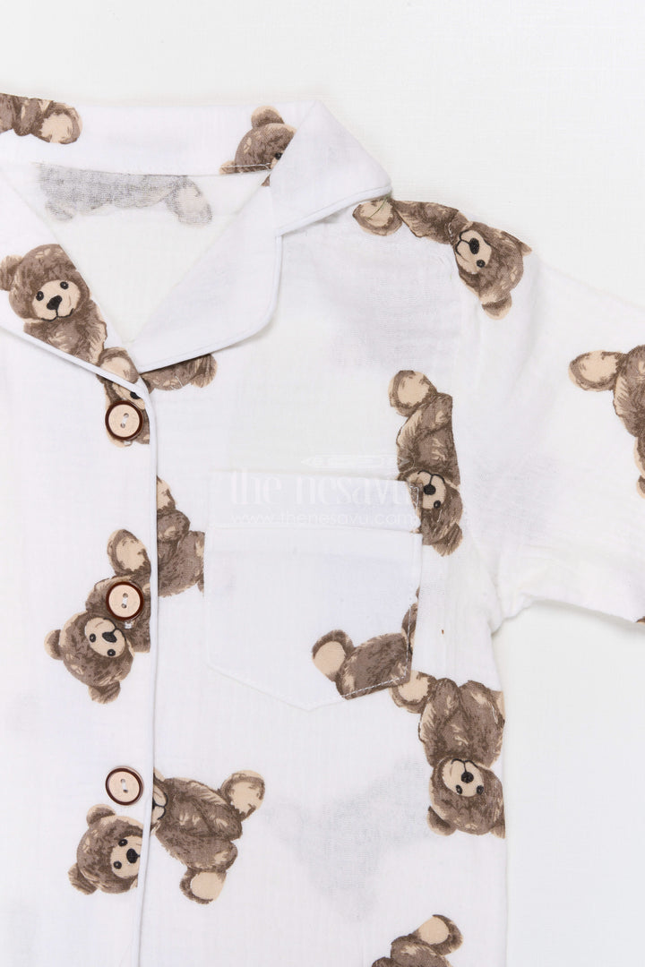 The Nesavu Night Dress Kids Cotton Night Suit for Daily Sleepwear Comfort Nesavu Nesavu Kids Muslin Cotton Night Suit With Digital Print For Everyday Sleepwear