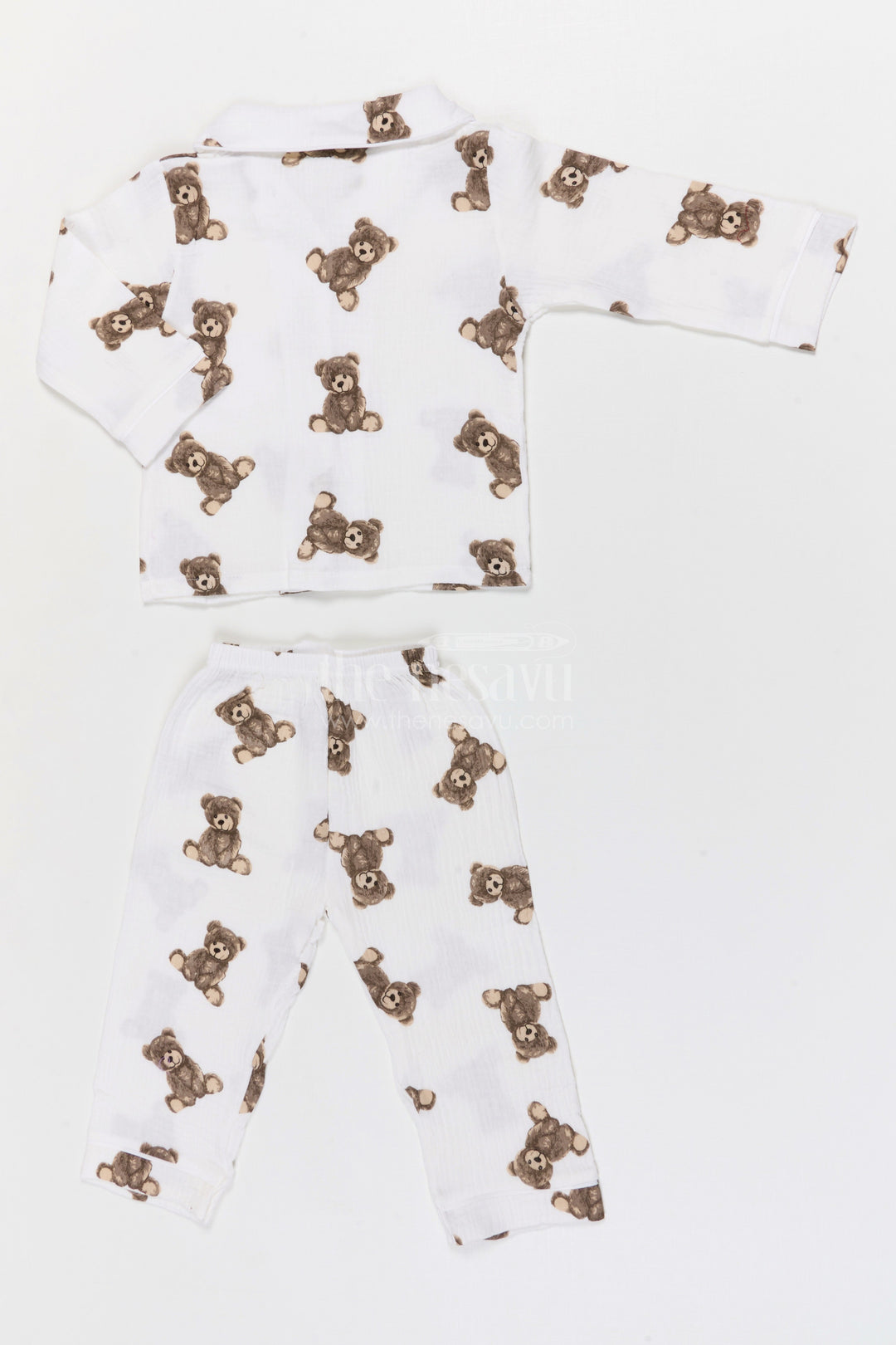The Nesavu Night Dress Kids Cotton Night Suit for Daily Sleepwear Comfort Nesavu Nesavu Kids Muslin Cotton Night Suit With Digital Print For Everyday Sleepwear
