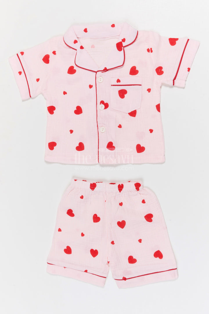 The Nesavu Night Dress Kids Cotton Night Suit Set for Daily Sleepwear Nesavu 16 (1Y) / Cream / Muslin Cotton NS053B-16 Nesavu Kids Muslin Cotton Night Dress Set With Digital Print For Everyday Comfort